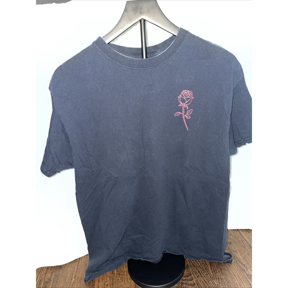BLUE CROWN Red Rose T Shirt MENS SIZE LARGE BLACK